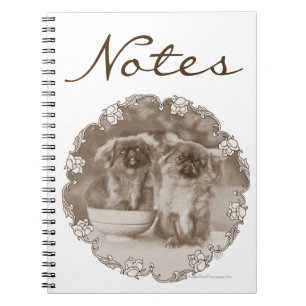 Sepia-Pekingese-Porträt Notizblock