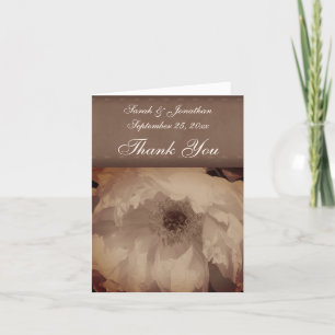 Sepia Peony Floral Wedding Danke Karte