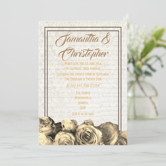 Sepia-Pergament Einladung (Stehend Vorderseite)