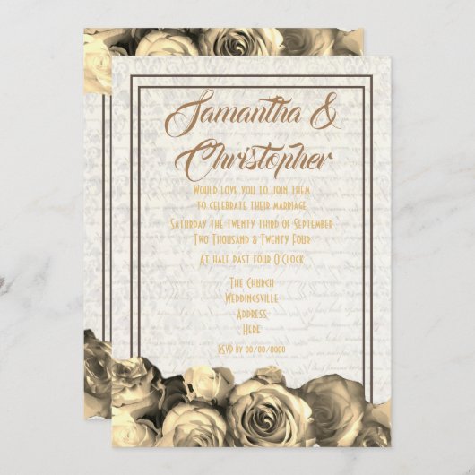 Sepia-Pergament Einladung (Vorne/Hinten)