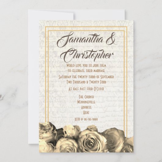 Sepia-Pergament-Hochzeit Einladung (Vorderseite)
