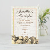 Sepia-Pergament-Hochzeit Einladung (Stehend Vorderseite)