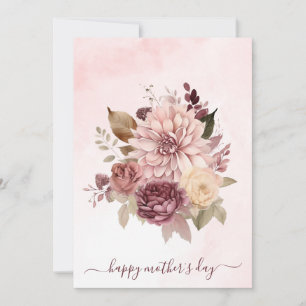 Sepia pinkfarbene Blume   Fröhlicher Muttertag Feiertagskarte