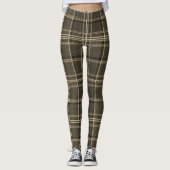 Sepia Plaid Vintage Tartan Taupe Check Leggings (Vorderseite)