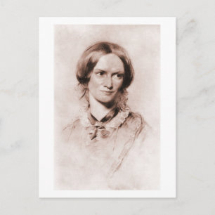 Sepia-Porträt von Charlotte Brontë von George Rich Postkarte