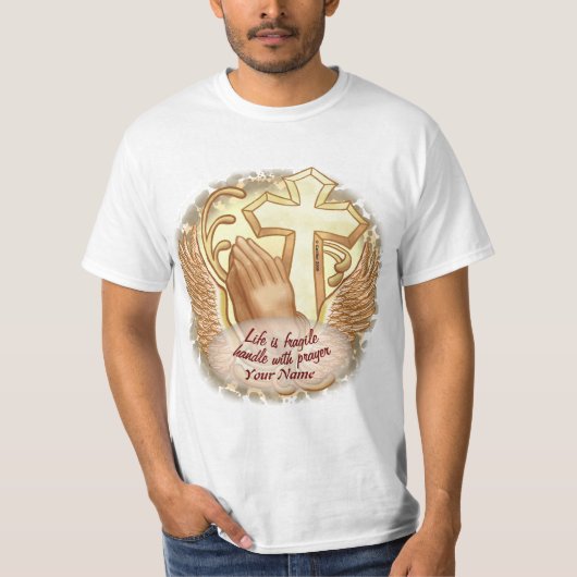 Sepia Prayer Hands Christlich T-Shirt (Vorderseite)