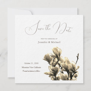 Sepia Professional Minimalist Floral Magnolien Save The Date