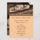 Sepia Pumpkins in Wagon Hochzeit im Herbst Einladu Einladung (Vorne/Hinten)