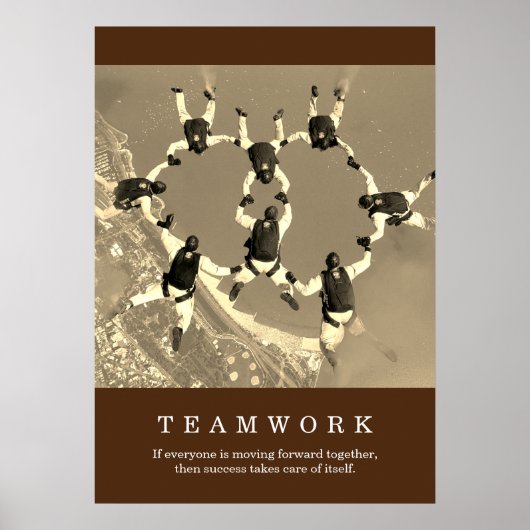 Sepia Retro Teamwork Motivierend Inspiration Poster (Vorne)