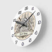 Sepia-Ritterschild-Nachname Runde Wanduhr (Winkel)