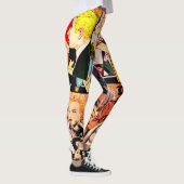 Sepia Romance Comic Book Cover Jumble Collage Leggings (Rechts)