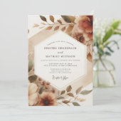 Sepia Romantic Bloom Wedding Einladung (Stehend Vorderseite)