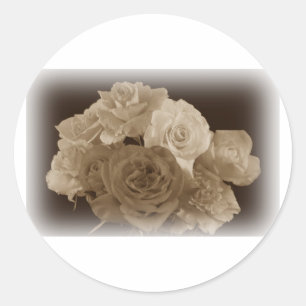 Sepia Rose Bouquet Runder Aufkleber