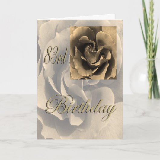 Sepia Rose Happy 83. Karte (Vorderseite)