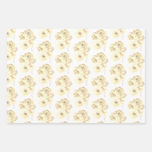 Sepia Rose Wrapping Paper Set Geschenkpapier Set (Vorderseite)