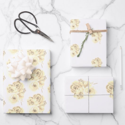 Sepia Rose Wrapping Paper Set Geschenkpapier Set (Vorderseite)