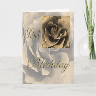 Sepia-Rosen-glücklicher 92. Geburtstag Karte