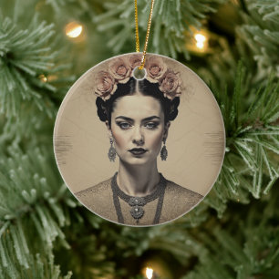 Sepia-Rosen-Königin-Vintage-Ornament Keramik Ornament