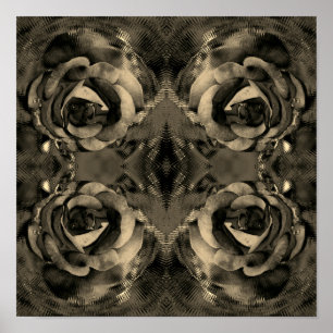 Sepia-Rosenblüte Abstract Vintage Poster