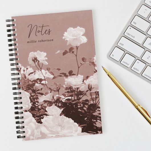 Sepia Roses Floral Garden Custom Spiral Notebook Notizblock