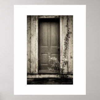 Sepia-Rostiges Verlassenes Gebäude-Tür-Poster-Druc Poster