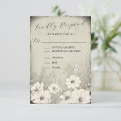 Sepia Rustic Butterfly Wildflower Wedding RSVP Karte (Stehend Vorderseite)