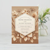 Sepia Rustic Harvest Wedding Einladung (Stehend Vorderseite)
