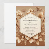 Sepia Rustic Harvest Wedding Einladung (Vorne/Hinten)