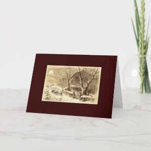 Sepia Santa und Reindeer Feiertagskarte