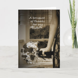 Sepia-Schwester "Brautjungfer" Bouquet Danke