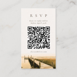 Sepia Script Marsh Lowcountry QR-Code RSVP-Karte Begleitkarte