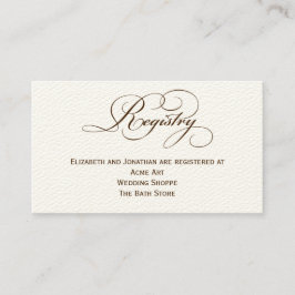 Sepia Script Wedding Registry Information Card Begleitkarte