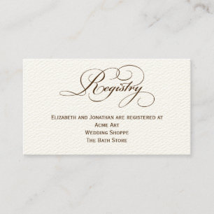 Sepia Script Wedding Registry Information Card Begleitkarte