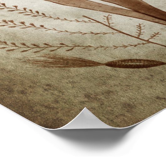 Sepia Seaweed Botanical Print no.2 Lake House Art Poster (Ecke)