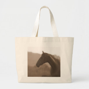 Sepia-Silhouette-Strand-Tasche Jumbo Stoffbeutel