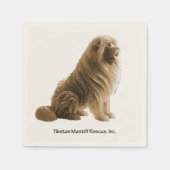 Sepia sitzend tibetische Mastiff Rescue Knapkin Serviette (Vorderseite)