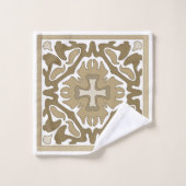 Sepia-Spanisch-Fliesen Badhandtuch Set (Waschlappen)