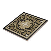 Sepia Spanish Tile on Black Background Fliese (Seite)