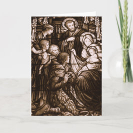 Sepia Stain Glass Weihnachtskarte Feiertagskarte