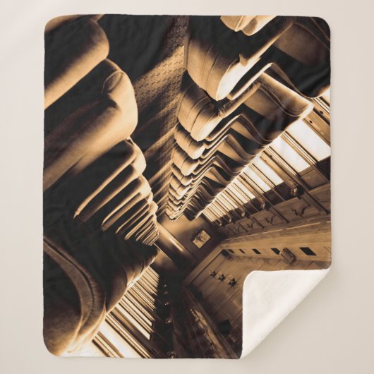 Sepia Steam Train Interior Sherpadecke (Vorderseite)