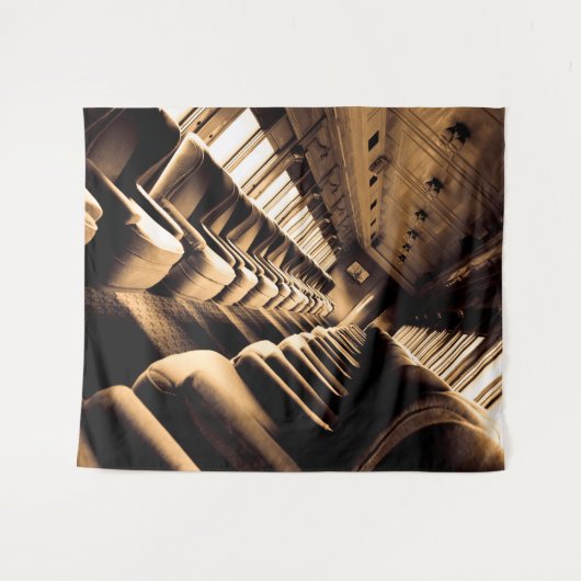 Sepia Steam Train Interior Wandteppich (Vorderseite (Horizontal))