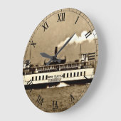 Sepia Steamboat Ferry Große Wanduhr (Winkel)