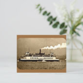 Sepia Steamboat Ferry Postkarte (Stehend Vorderseite)