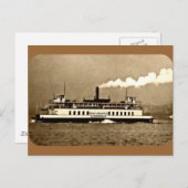 Sepia Steamboat Ferry Postkarte (Vorne/Hinten)
