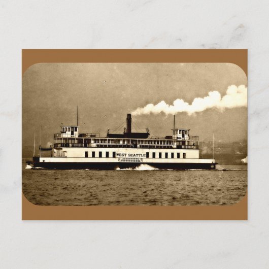 Sepia Steamboat Ferry Postkarte (Vorderseite)