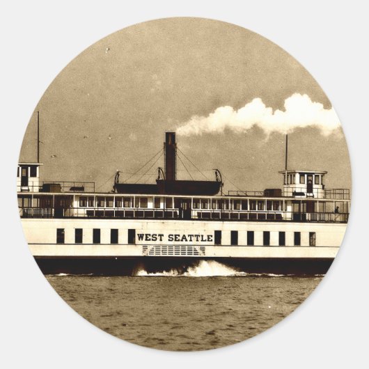 Sepia Steamboat Ferry Runder Aufkleber (Vorderseite)