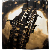 Sepia Steampunk Duschvorhang (Vorderseite)