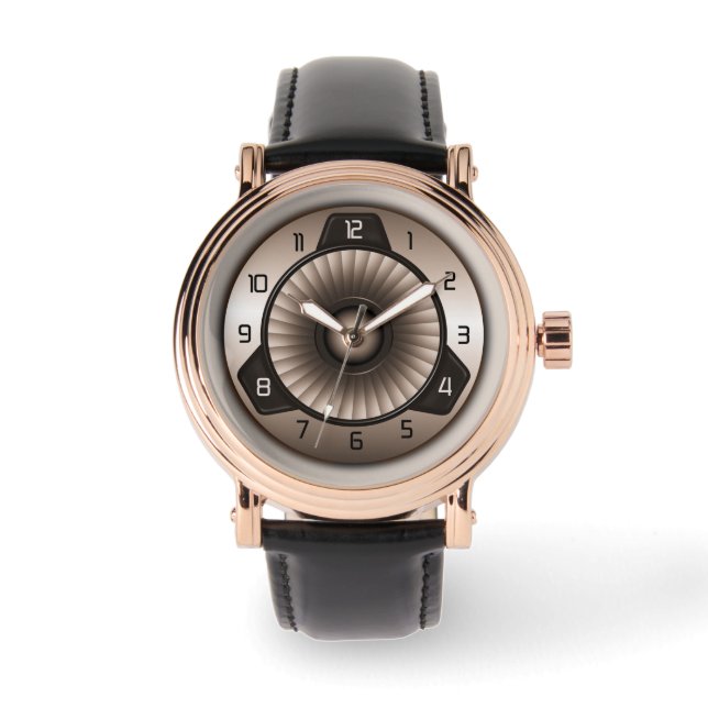 Sepia Steel Jet Motor Pilot's Custom Wrist Watch Armbanduhr (Vorderseite)