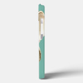 Sepia Stripte Muschel auf Aquamarin Case-Mate iPhone Hülle (Rückseite / Links)