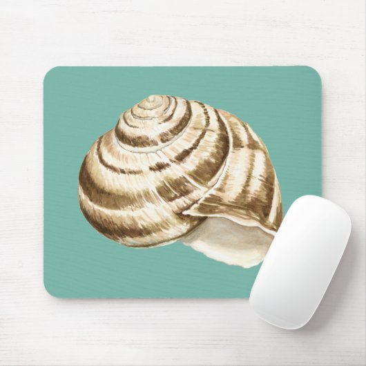 Sepia Stripte Muschel auf Aquamarin Mousepad (Mit Mouse)